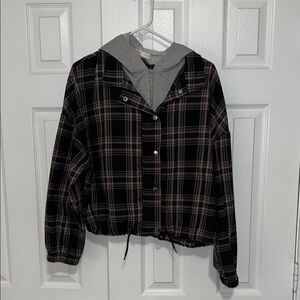 ROMWE Gray and Brown Plaid Jacket